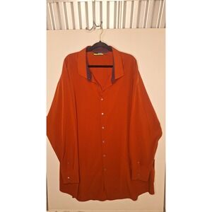 Murano Performance Mens Rust Orange Button Down Shirt Long Sleeve 3XT Tall